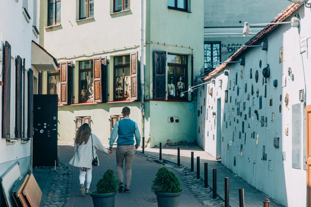 People on literatu street in Vilnius