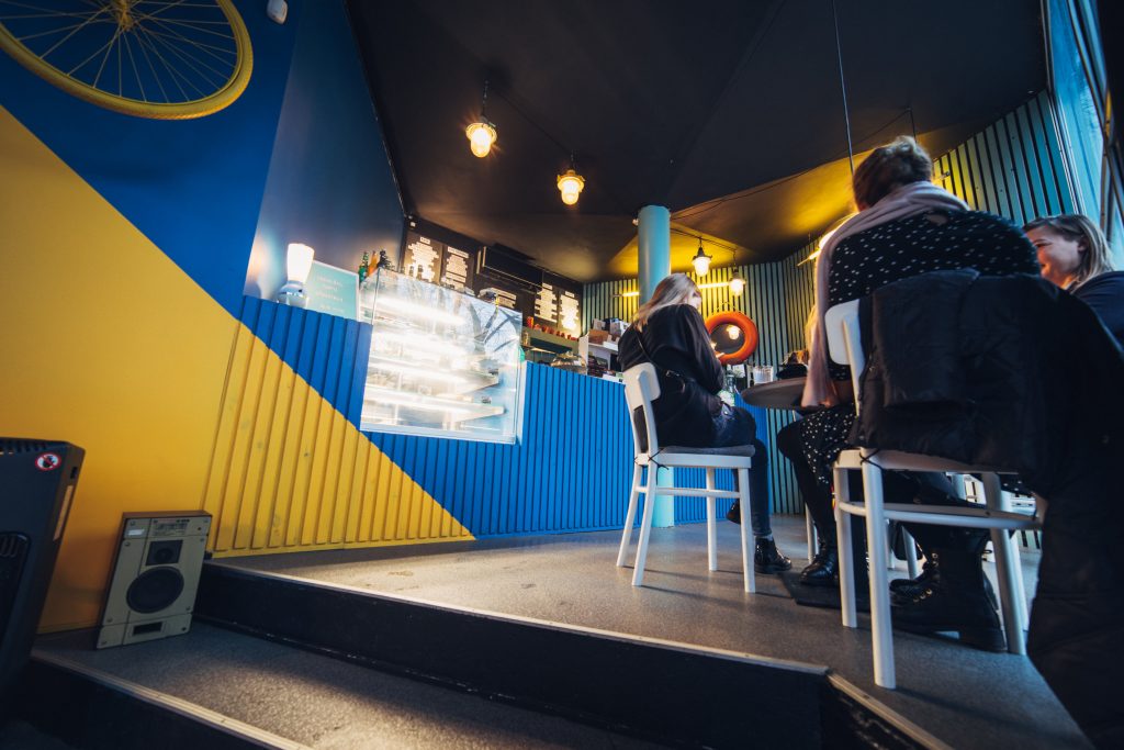 Interior of Chaika cafe in Vilnius