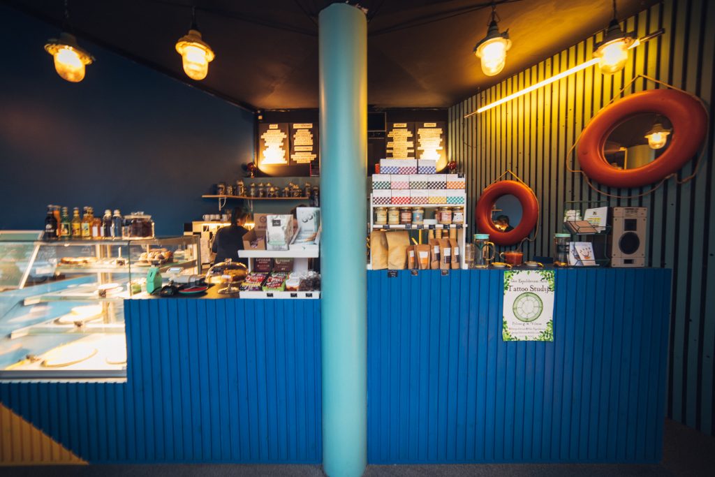 Inside Chaika cafe in Vilnius 