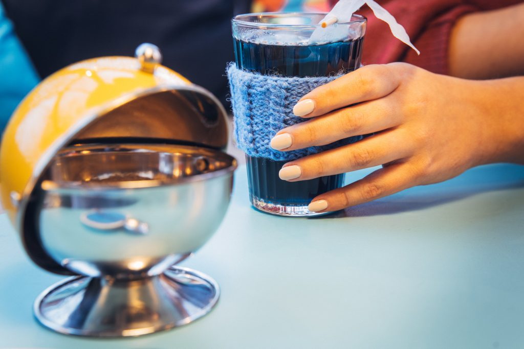 Blue tea at Chaika in Vilnius