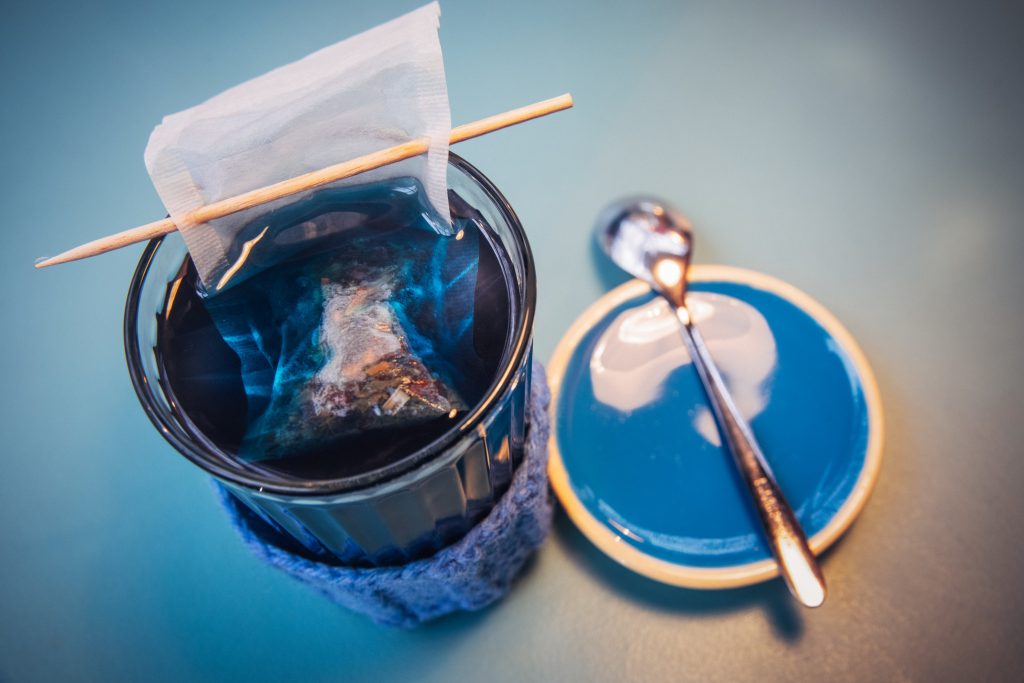 Original blue tea at Chaika